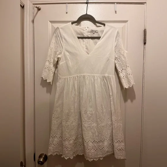 Madewell White Eyelet Dress, Size 2 - Picture 3 of 7